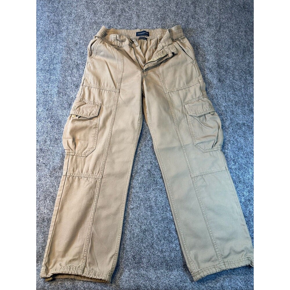 Aeropostale Utility Cargo Pants Womens M Black Baggy Wide Leg Grunge 90s Y2K